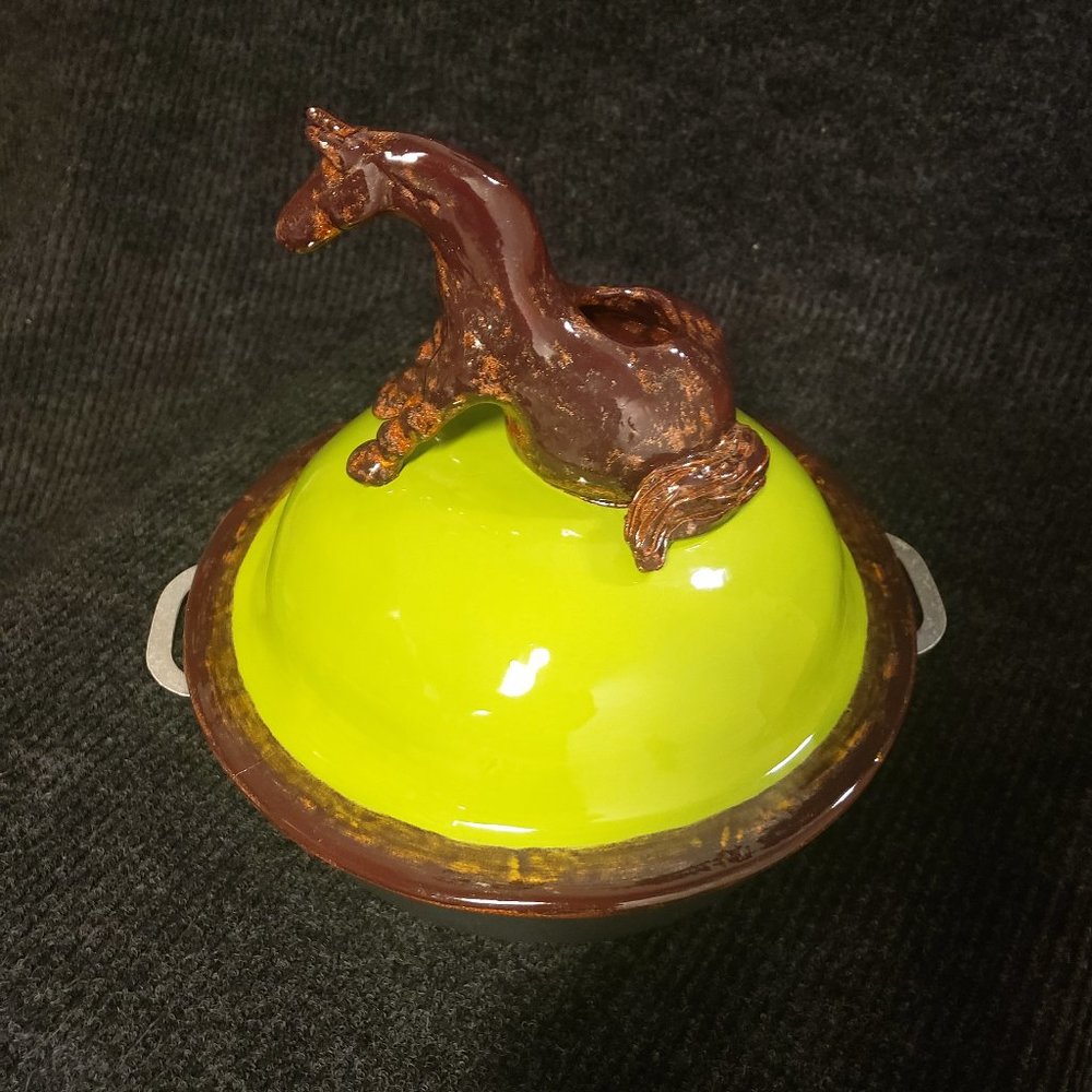 NWT Brown Horse Tagine (For Cooking) Handmade By Giesla Pferdekamper